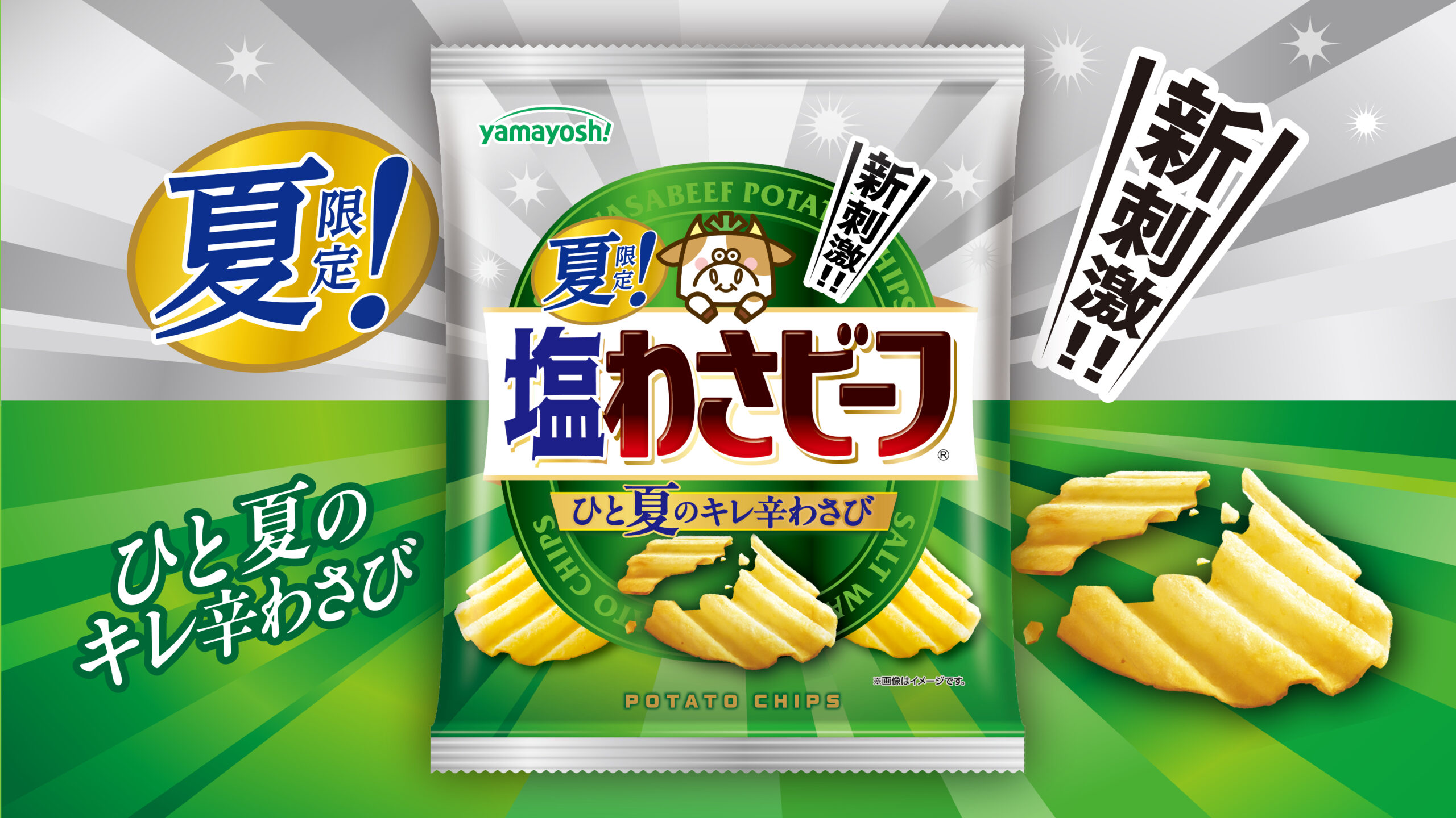 夏限定の新刺激わさビーフ！清涼感のあるシャープな”つんピリ感”ポテトチップス『夏限定！塩わさビーフ』が新登場！